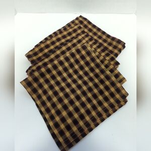 Vintage Farmhouse 100% Cotton Napkins Checks  17" X 17"  Set Of 4